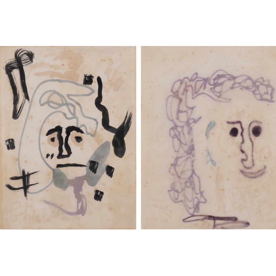 Ensemble of two drawings: Untitled by Gaston Chaissac