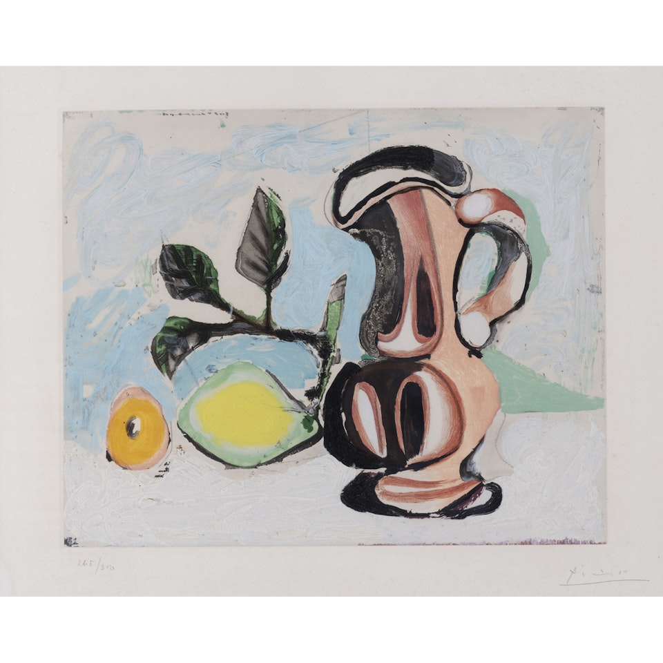 Nature morte au citron et un pichet rouge by Pablo Picasso