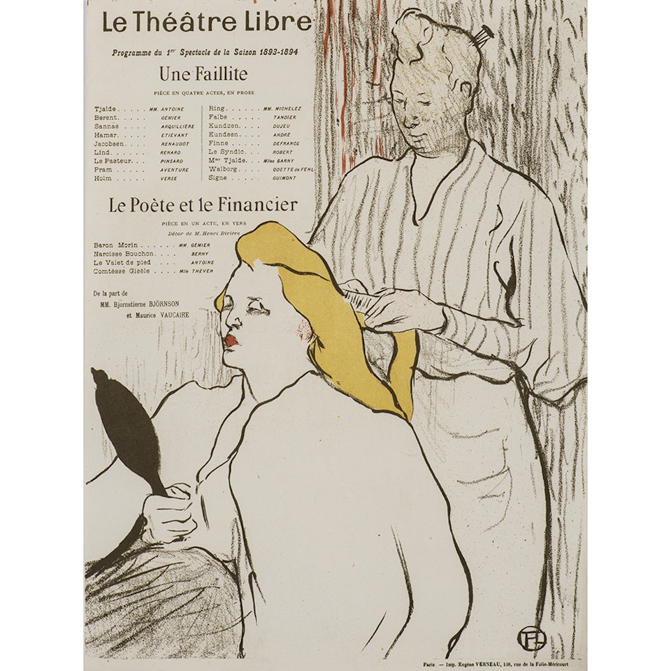 The hairdresser, Free Theater Program by Henri de Toulouse-Lautrec