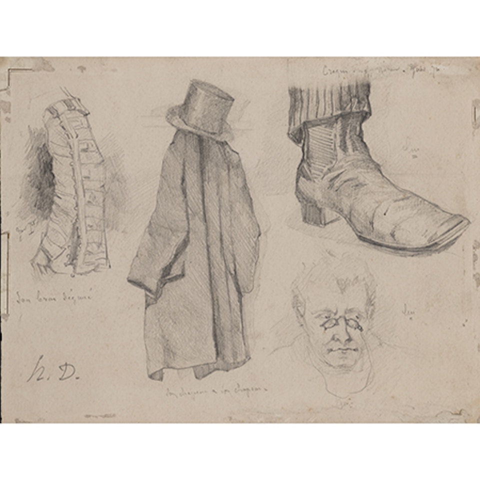 Studies: clothes, self-portrait by Honoré Daumier