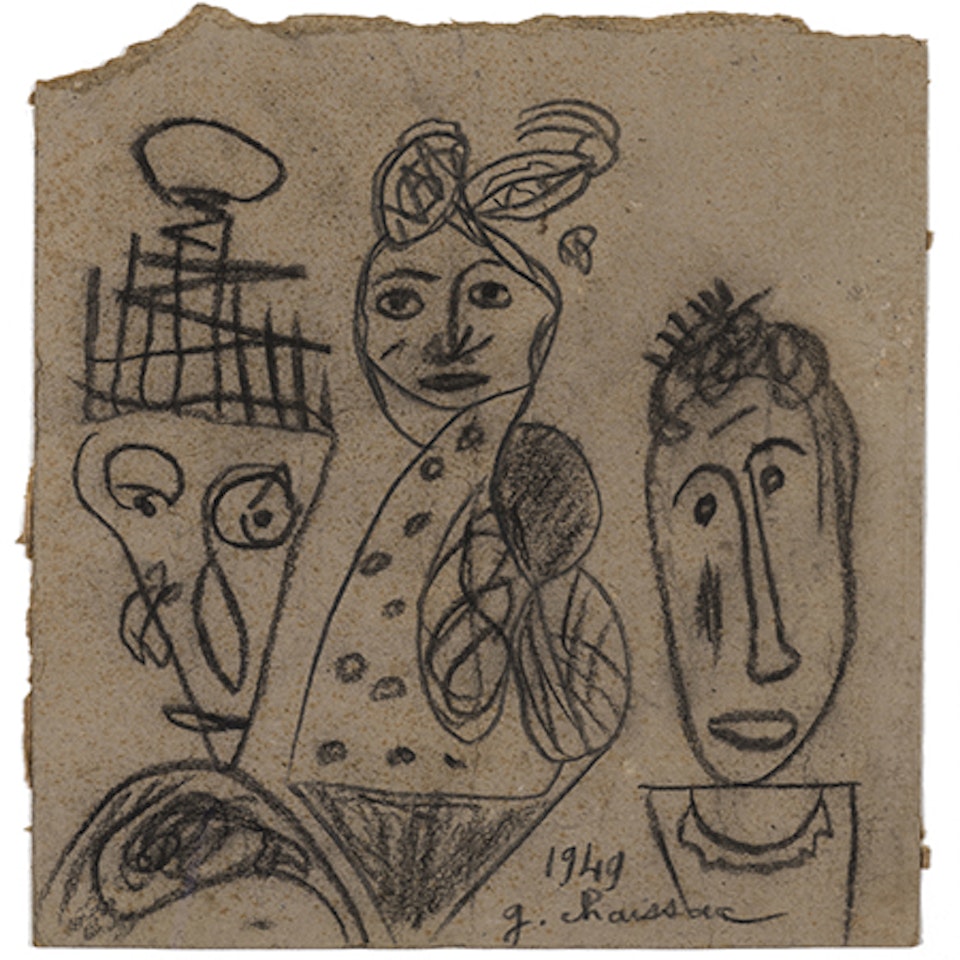 Composition with three figures by Gaston Chaissac