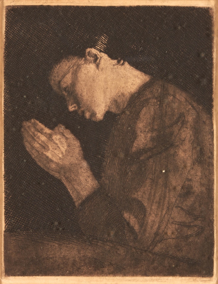 Betendes Madchen (Klipstein 11 iv/iv; Knesebeck 14 iv or v/v) by Kathe Kollwitz