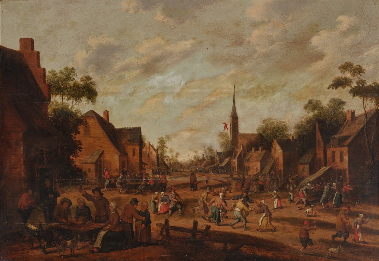 Village Kermesse with Figures Feasting, Dancing, and Merrymaking in the Streets by Joost Cornelisz Droochsloot