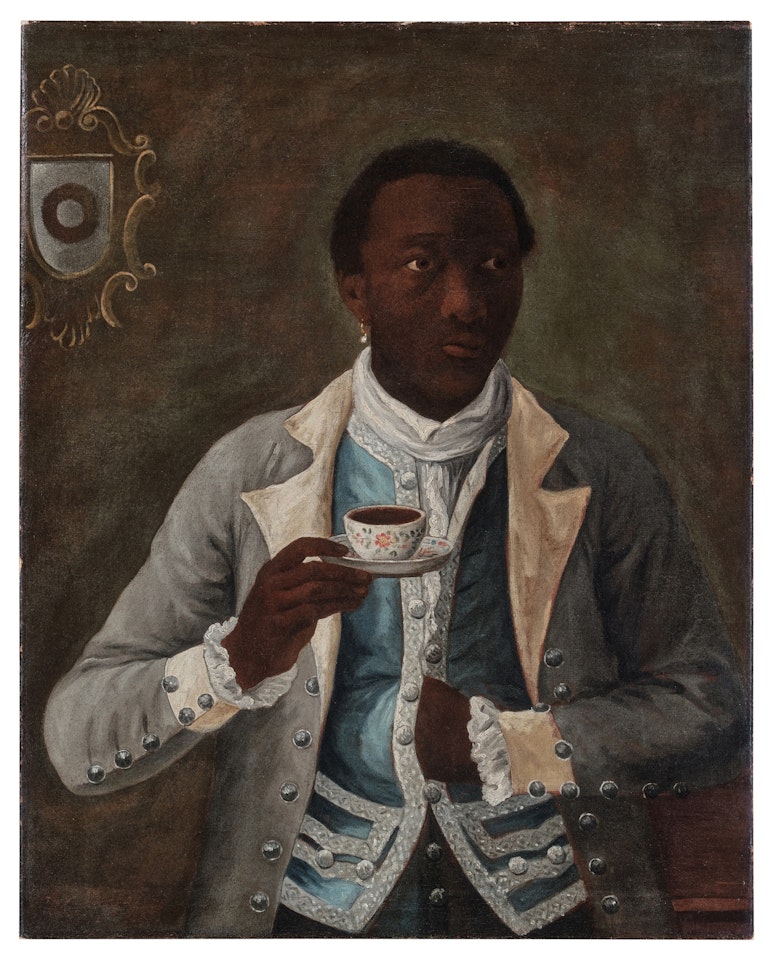 Portrait of a Black Man Holding a Porcelain Cup and Saucer by Venetian School