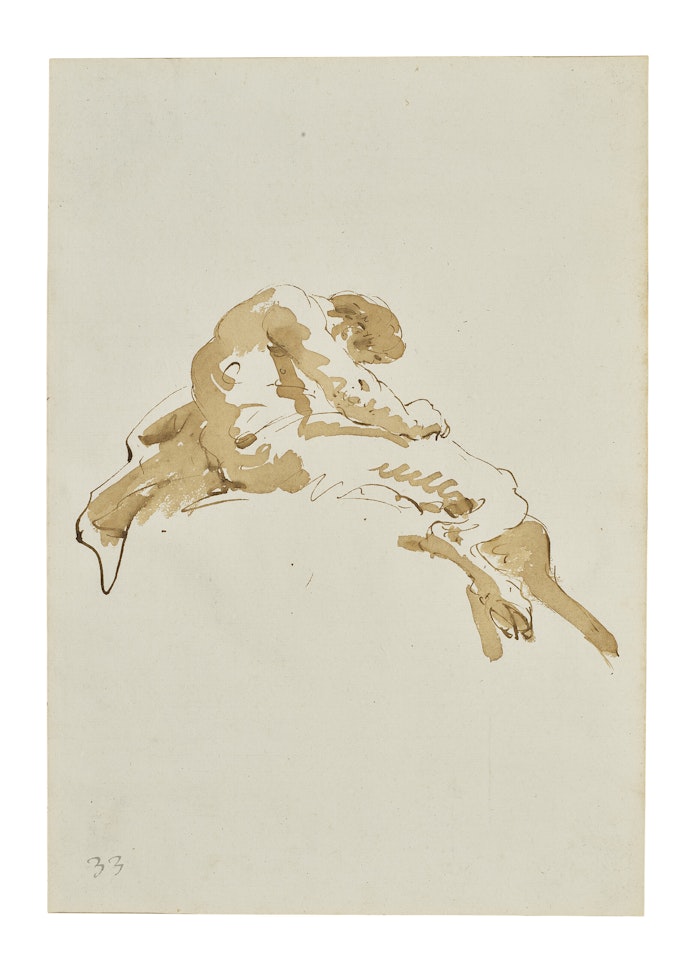 A satyr seated on a cloud seen from below by Giovanni Battista Tiepolo