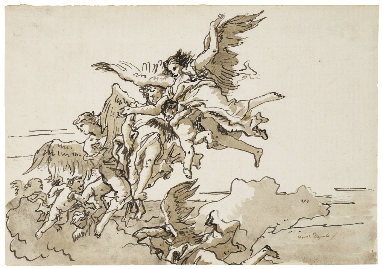 Angels and putti in clouds by Giovanni Domenico Tiepolo