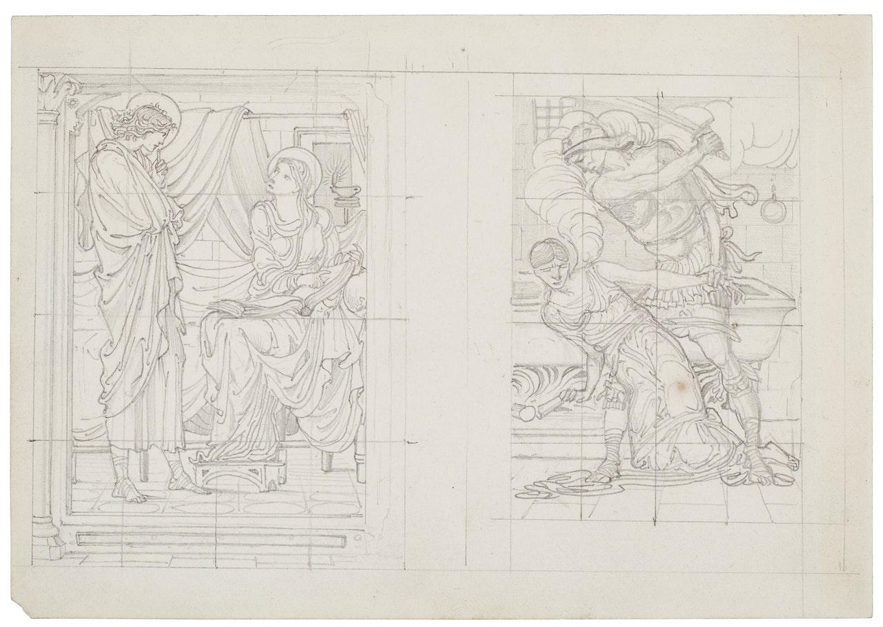Two scenes from the life of St. Cecilia by Edward Coley Burne-Jones