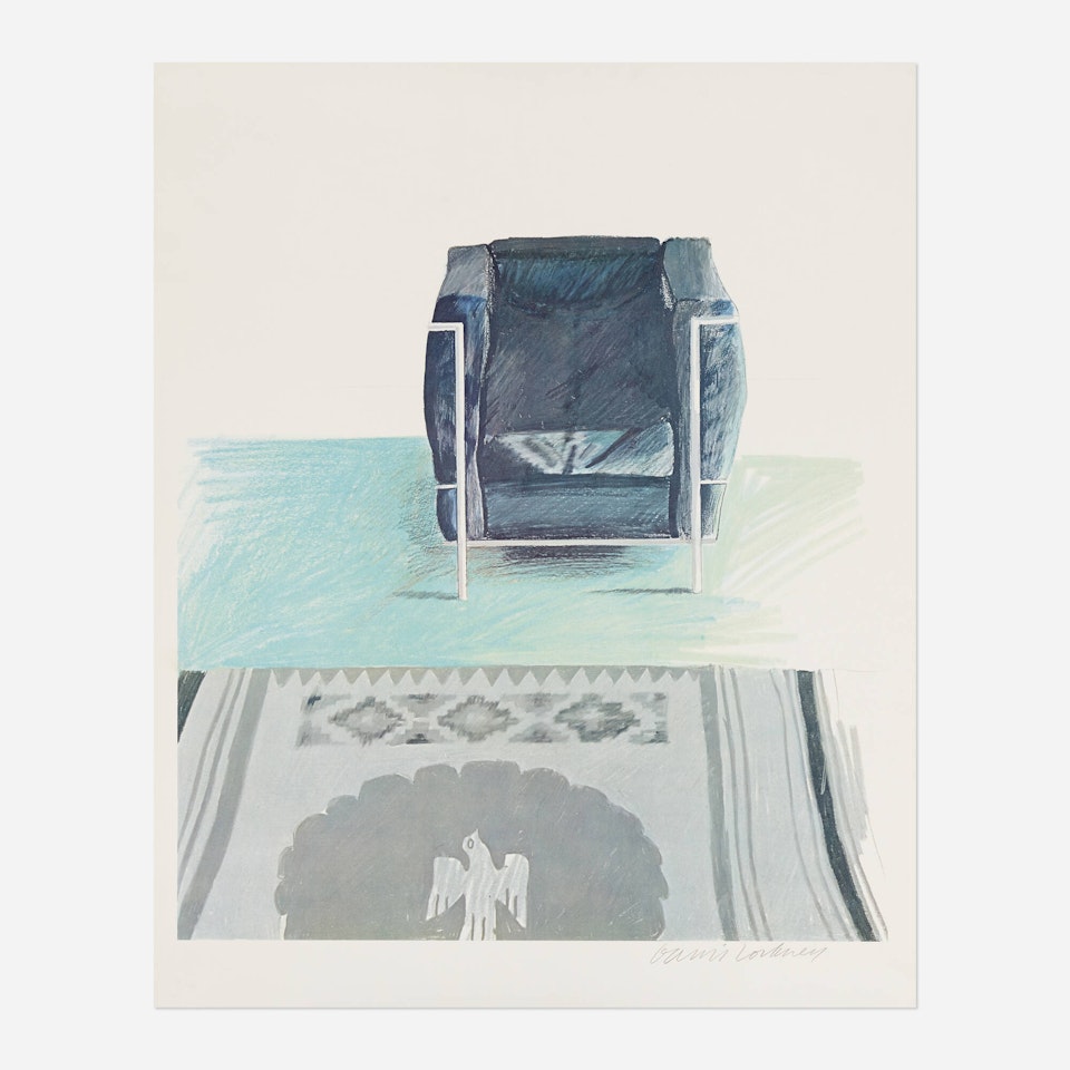 Corbusier Chair and Rug by David Hockney
