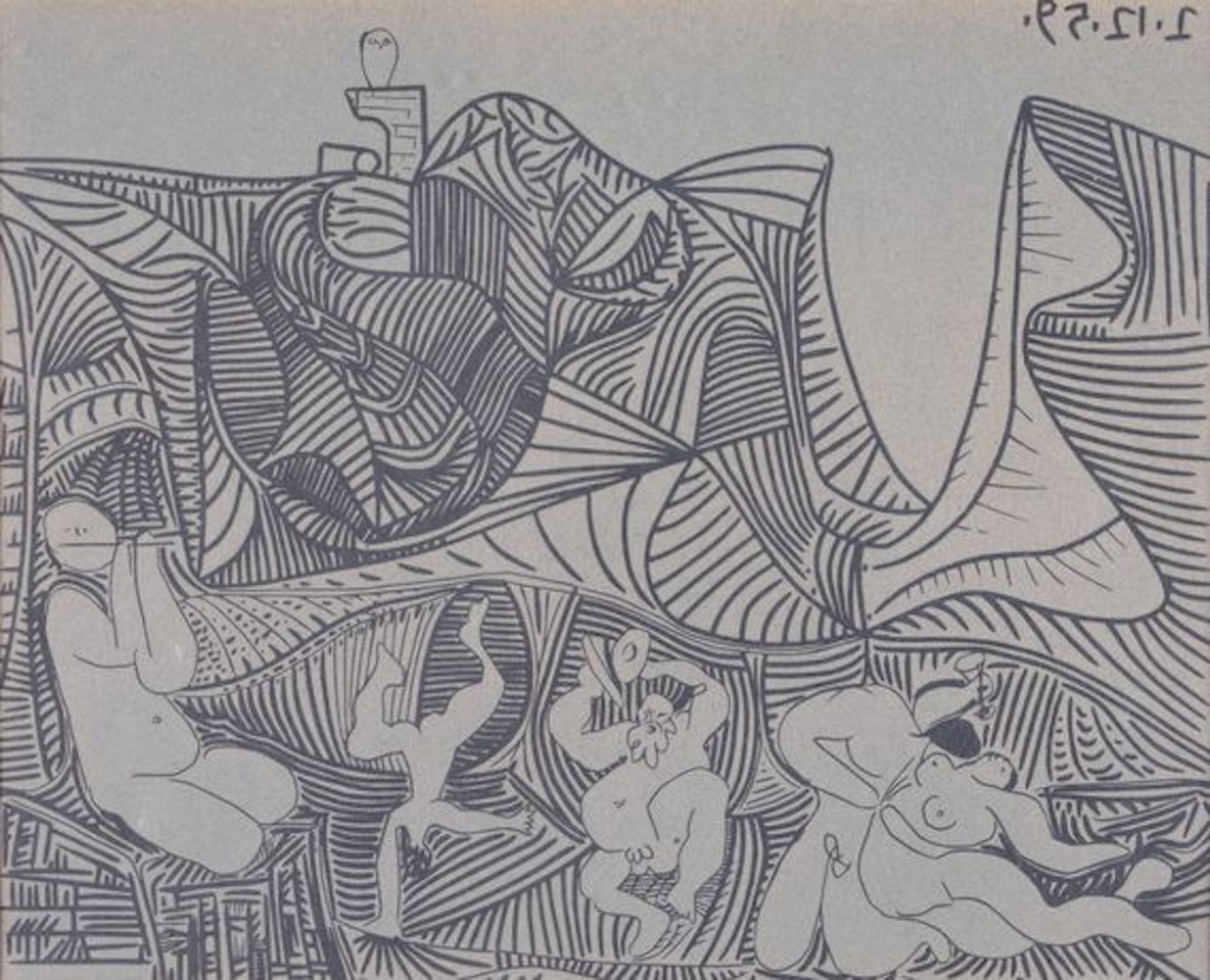 Bacchanal with Pair of Lovers and Owl by Pablo Picasso