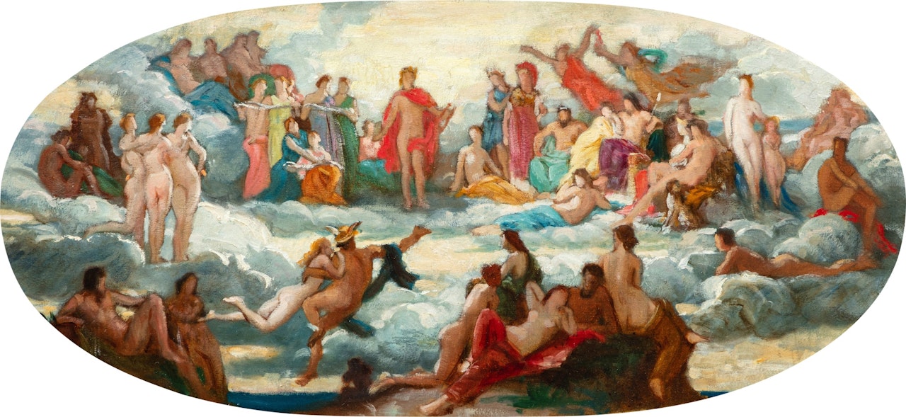 Apollon et les muses dans l"Olympe by William-Adolphe Bouguereau