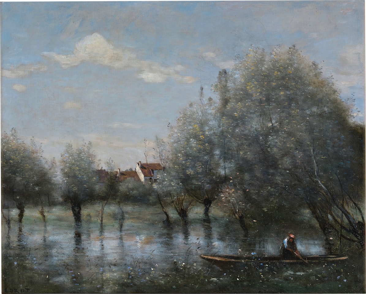Inondation dans une saulie by Jean Baptiste Camille Corot