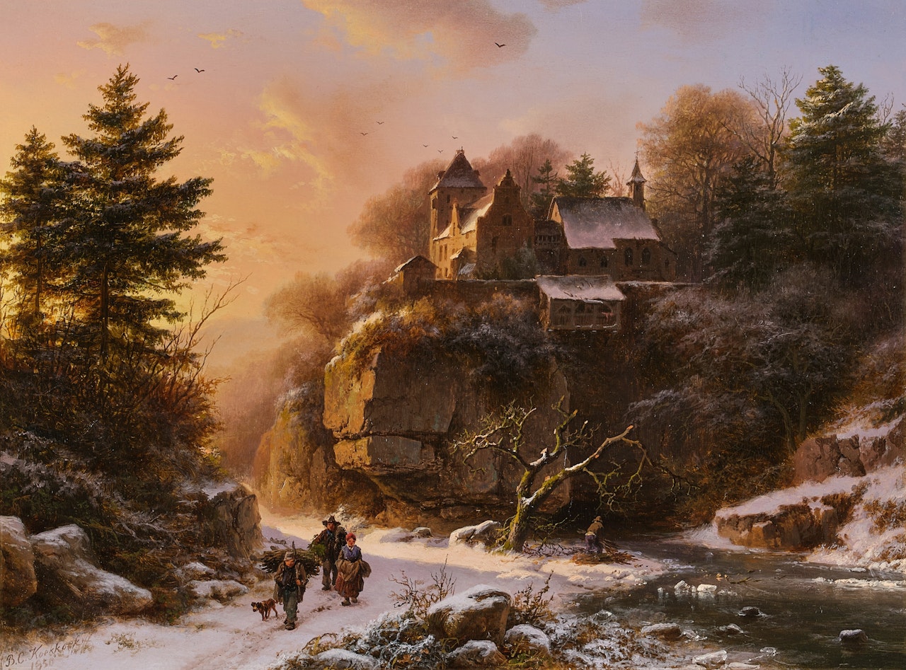 A Winter Village by Barend Cornelis Koekkoek
