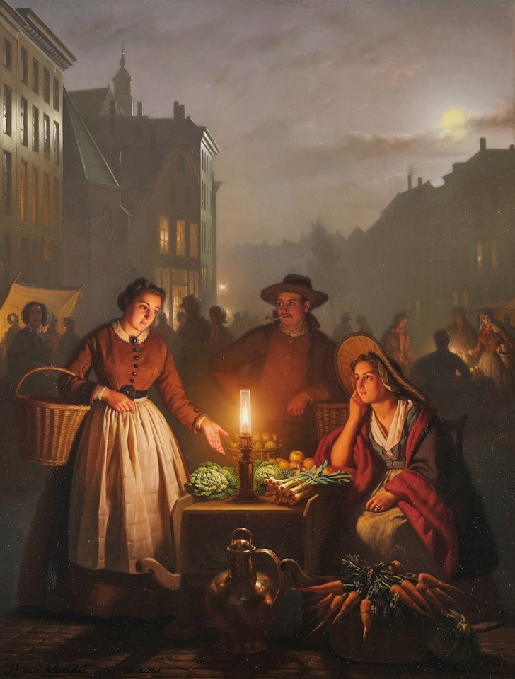 Avondmarkt by Petrus van Schendel