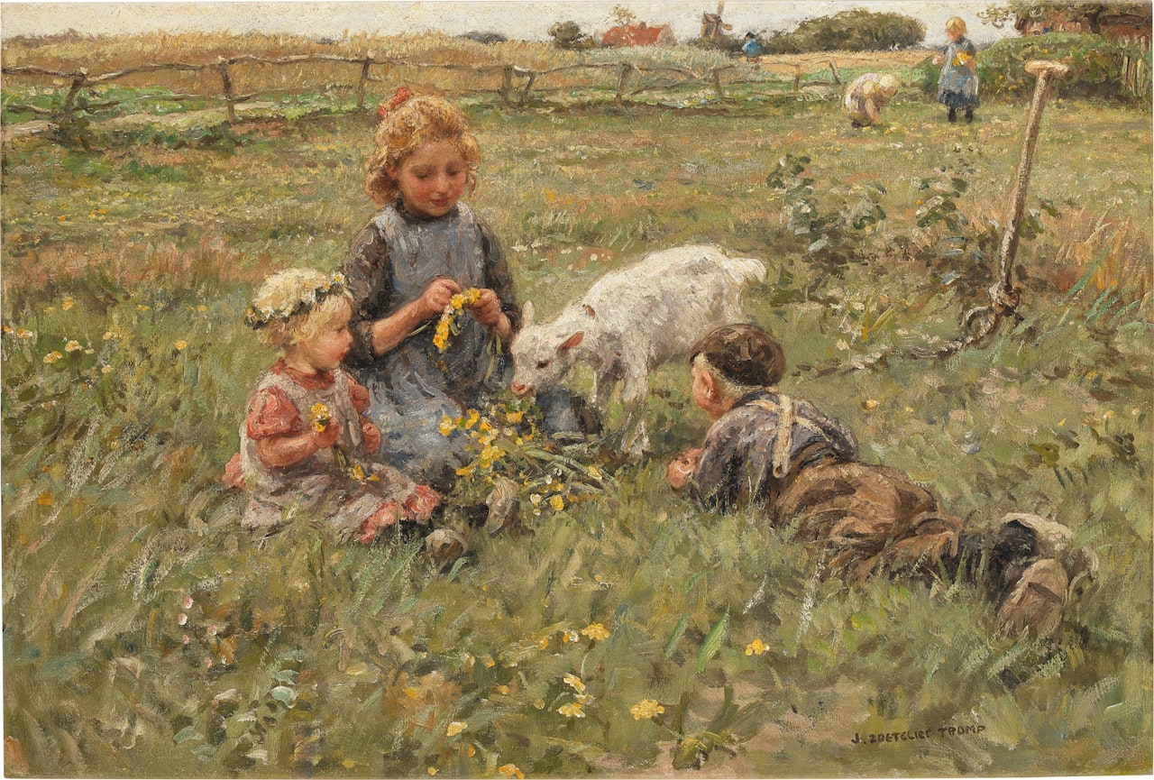 Children Weaving Flower Crowns by Jan Zoetelief Tromp