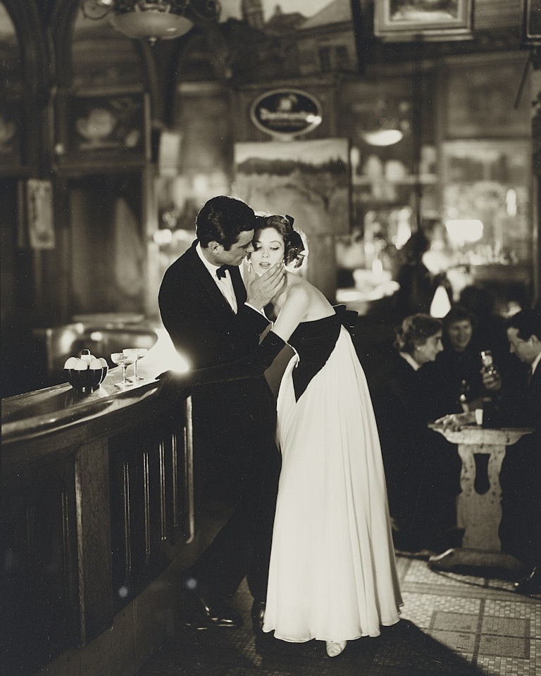 Suzy Parker and Gardner McKay, Dress by Balmain, Café des Beaux Arts, Paris by Richard Avedon