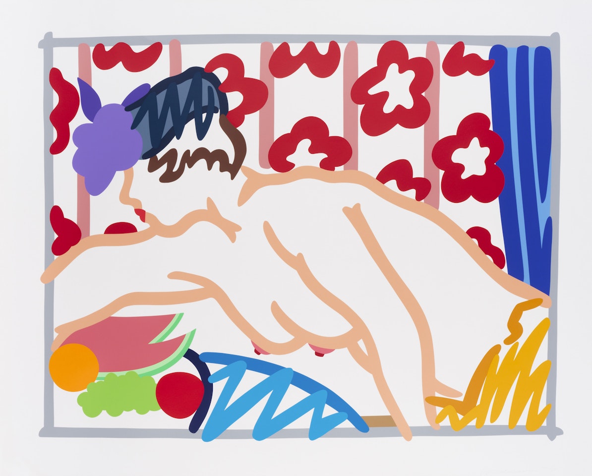 Judy reaching over table by Tom Wesselmann