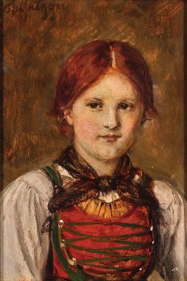 A young girl in traditional costume by Franz von Defregger