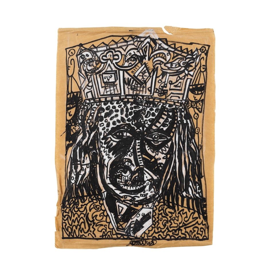 Portrait du Roi Jean Attali, décédé l"année dernière. Il était un des rois du marais artistique by Robert Combas