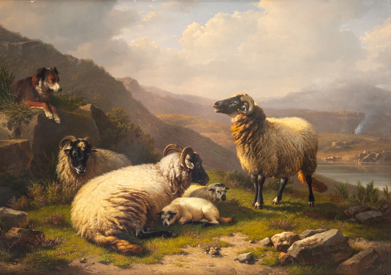 Sheep Dog Guarding his Flock by Eugène Joseph Verboeckhoven