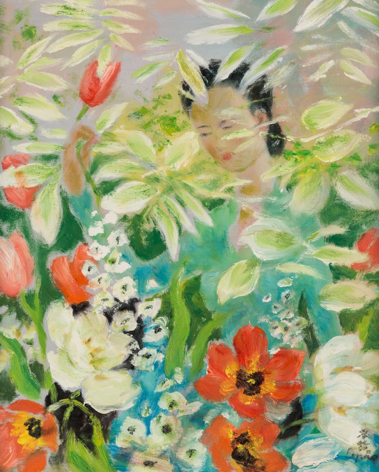 Jeune femme avec fleurs by Le Pho