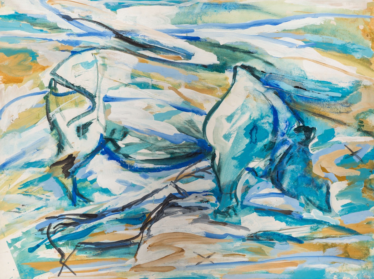 Blue and Gold Rhino by Elaine de Kooning