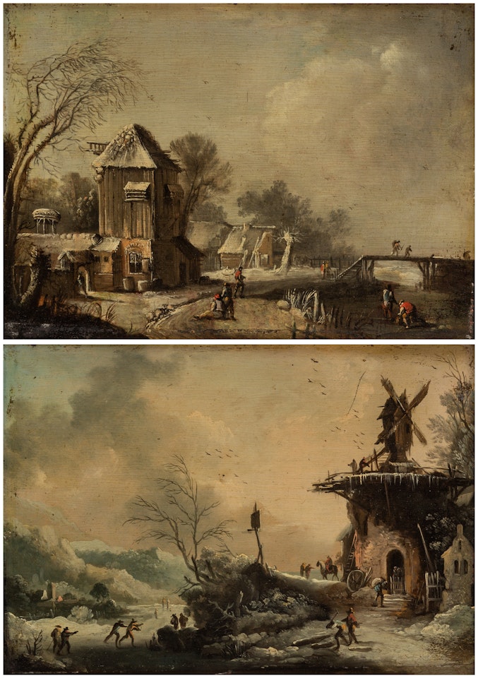 A Pair of Winter Landscapes by Dutch School