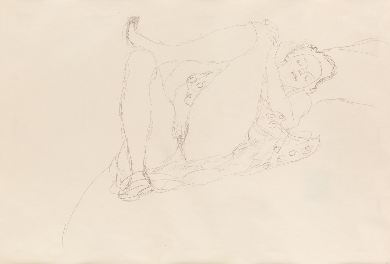Liegender Halbakt Nach Rechts (Half-Nude Reclining to the Right) by Gustav Klimt