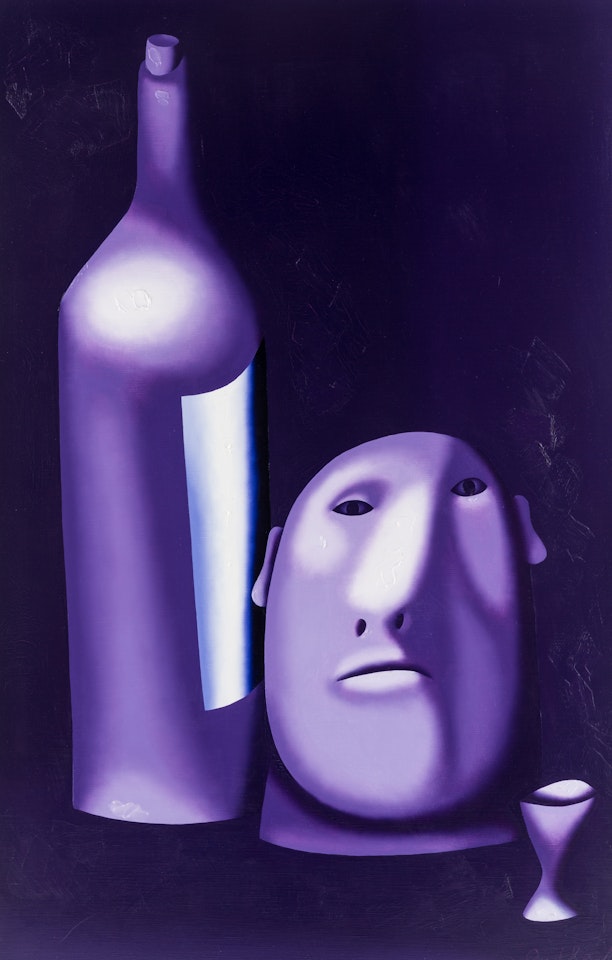 Bottle, Head, and Wineglass by Oleg Tselkov