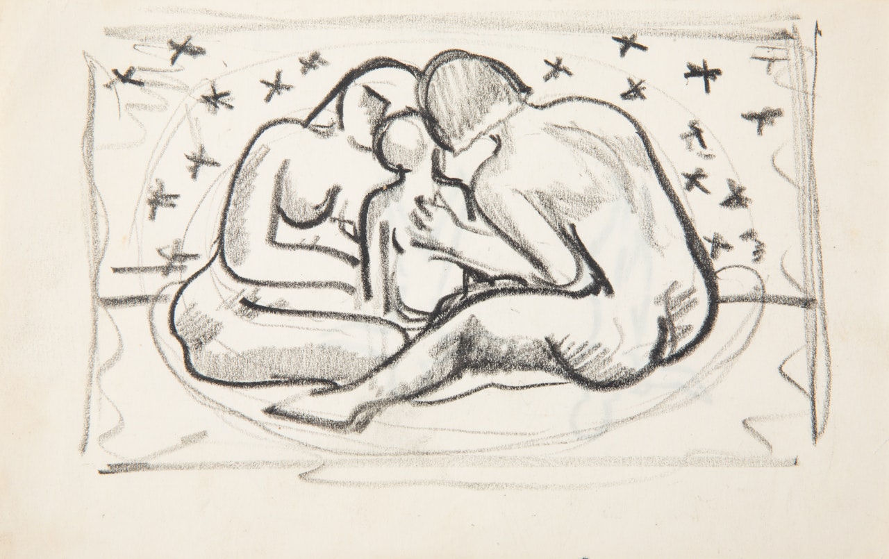 A DOUBLE SIDED DRAWING; Study for "Motherhood" by Rockwell Kent