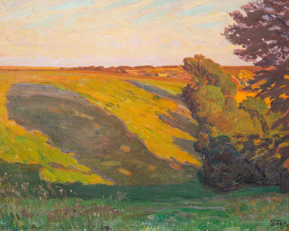 Sunlit Landscape at Twlight by English School