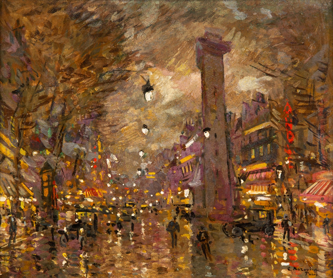 La Porte St. Denis de nuit, Paris by Konstantin Alekseevich Korovin