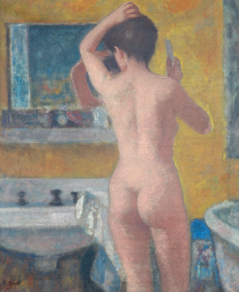 Après le bain, Eugénie de dos devant le miroir by François Gall