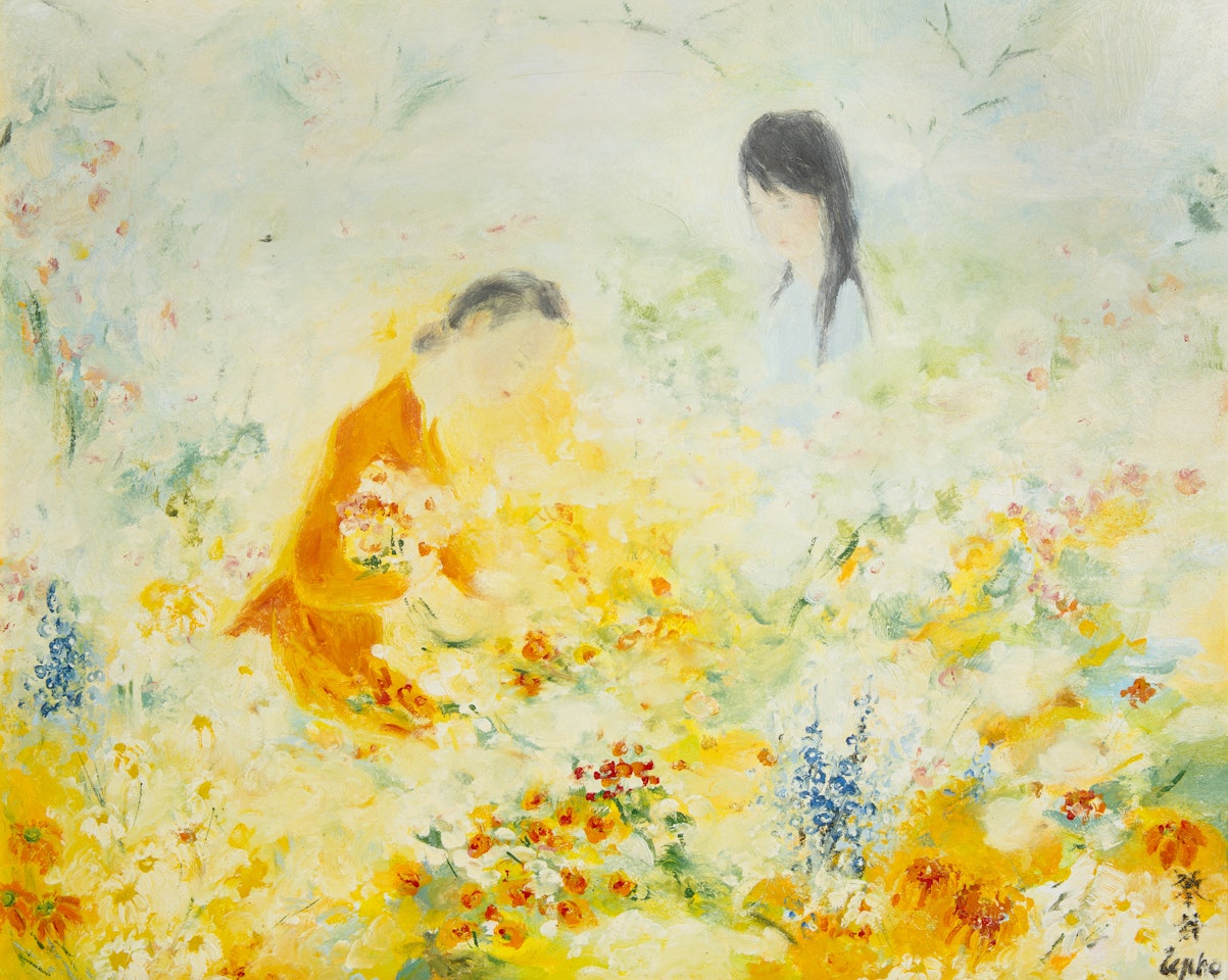 Women Picking Flowers by Le Pho