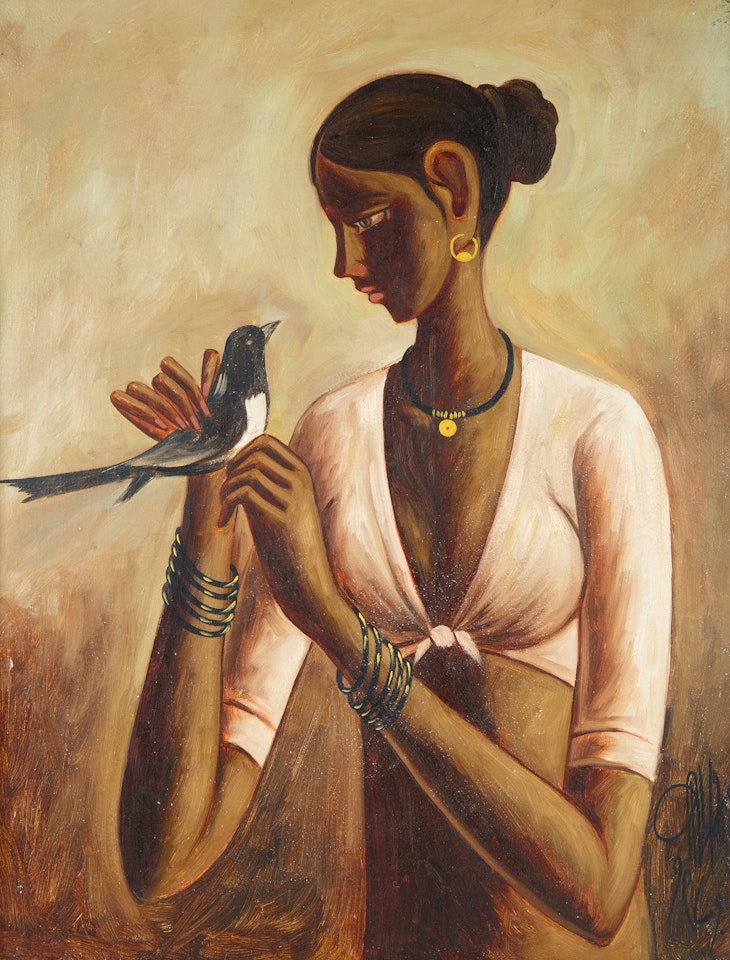 Untitled (Woman with Bird) by B Prabha