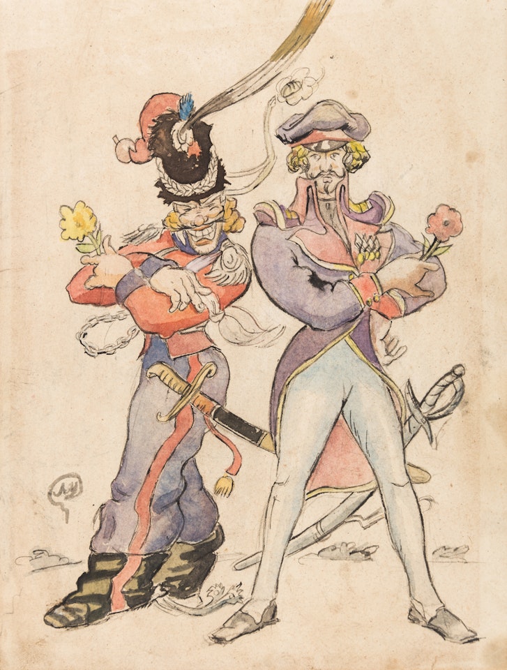 Platov`s Cossacks in Paris by Mstislav Valerianovich Dobuzhinsky