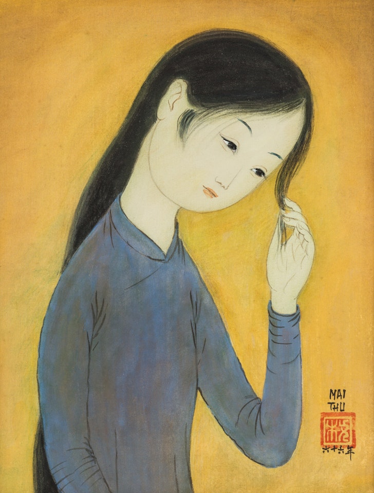 Jeune fille se coiffant by Mai Trung Thu