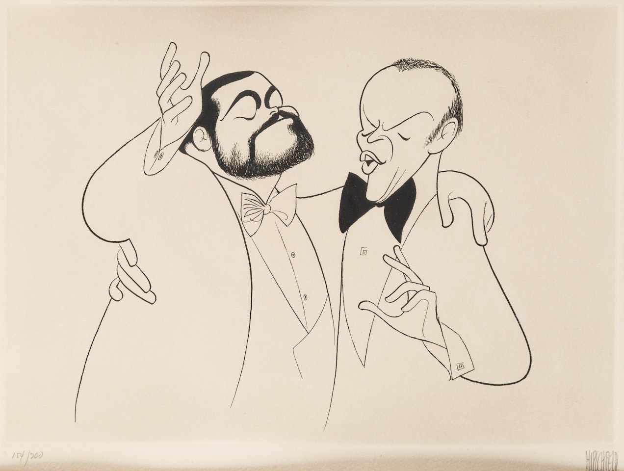 Pavarotti and Sinatra by Al Hirschfeld