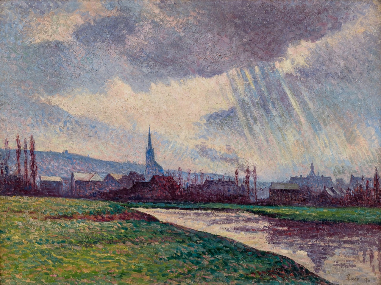 Paysage au bord de la rivi√®re by Maximilien Luce