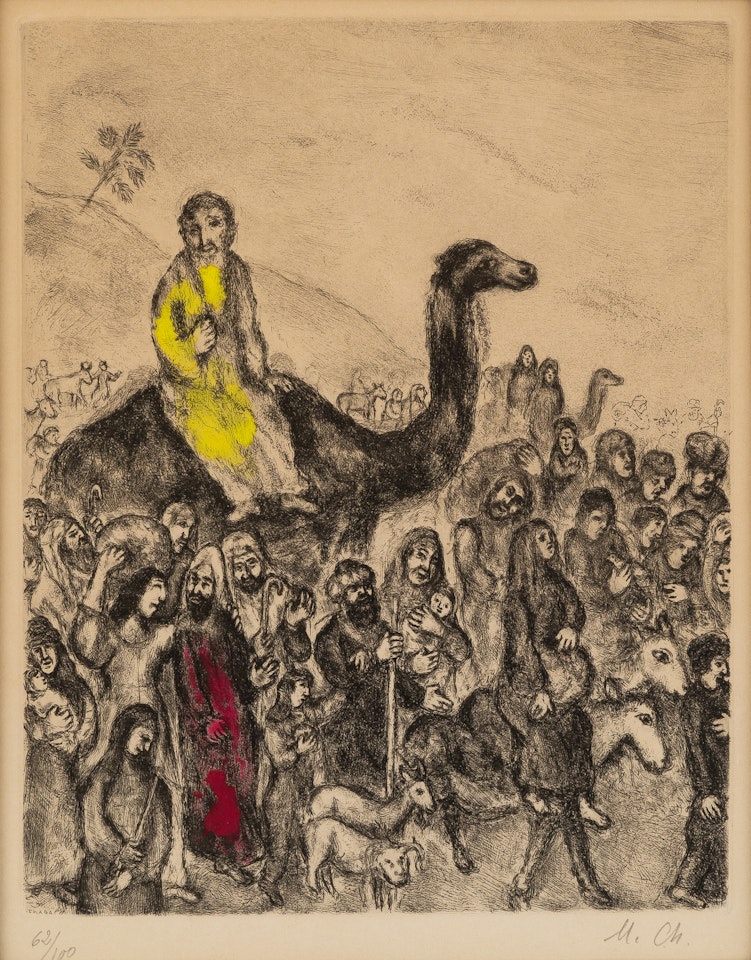 Jacob leaves his country with his family to visit Egypt [Jacob quitte son pays avec sa famille] by Marc Chagall