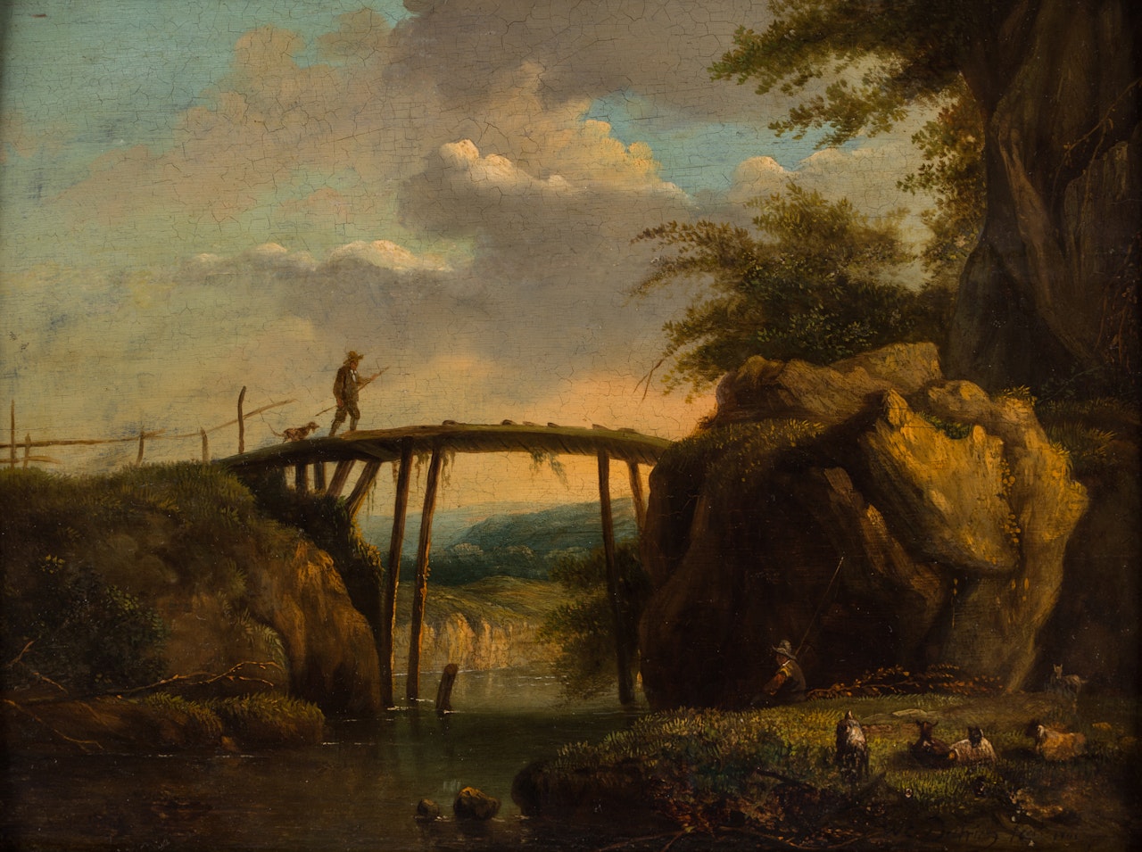 A Landscape with Resting Goat Herders by Christian Wilhelm Ernst Dietrich