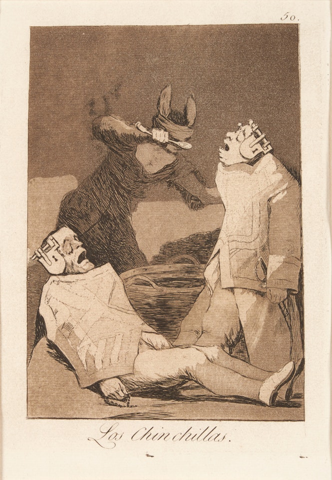 THREE POSTHUMOUS PRINTS; Los Chinchillas (Harris 85) from Los Caprichos of 1799; El Buitre Carnivoro (Harris 196) from Los Desastres de la Guerra; Se Defiende Bien (Harris 198) from Los Desastres de la Guerra by Francisco José de Goya