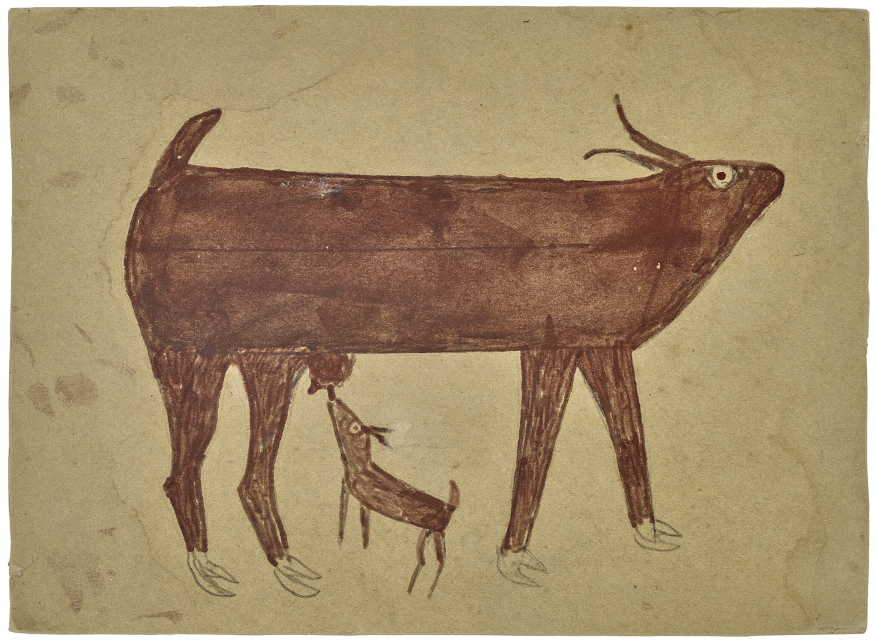 UNTITLED (GOAT WITH KID) by Bill Traylor