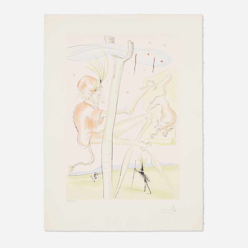 Le singe et le léopard (from the La Bestiare de la Fontaine Dalínise portfolio) by Salvador Dali
