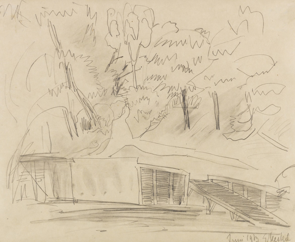 Die Schleuse an der Alster bei Mellingstedt by Erich Heckel