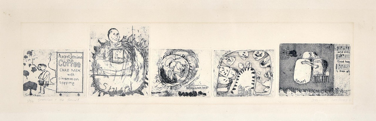 "Gretchen and the Snurl"; "Gretchen and the Snurl" by David Hockney