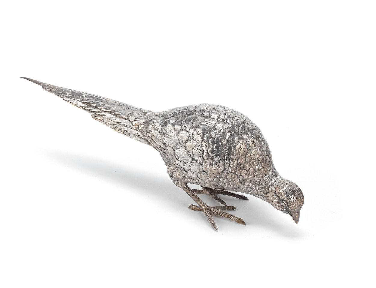 A silver model of a pheasant by Unknown Jewelry Maker