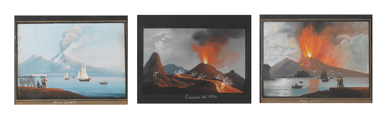 Views of Vesuvius erupting by Neapolitan School
