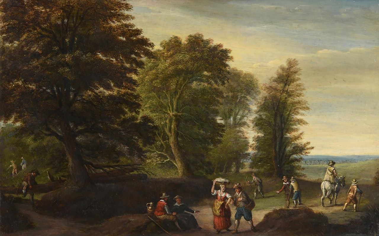 Figures in a Wooded Landscape by Anton Mirou