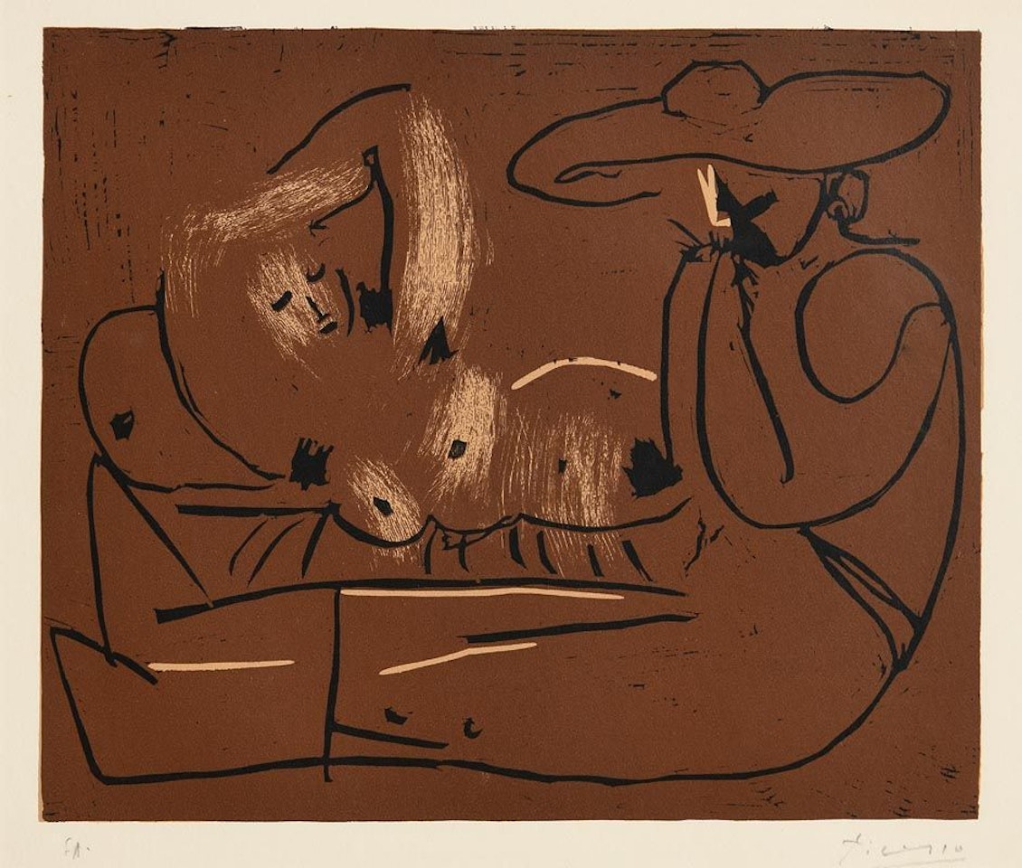 Femme Couchee et Homme au Grand Chapeau (Bloch 919) by Pablo Picasso