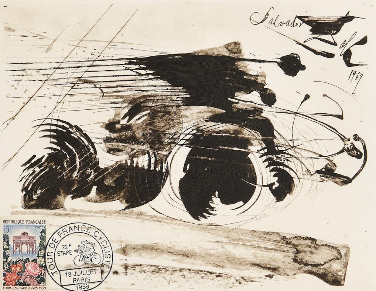 Arrival of the Tour de France at the Champs Elysees Paris by Salvador Dali